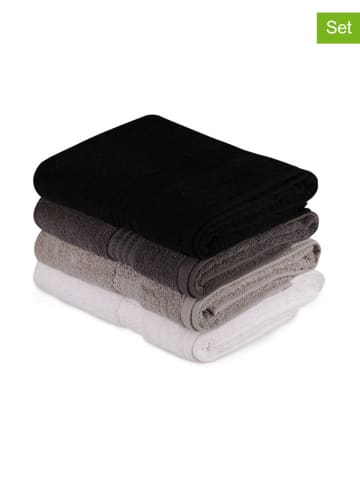 Colorful Cotton 4-delige set: badhanddoeken "Rainbow" zwart/grijs/wit