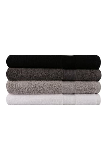 Colorful Cotton 4-delige set: badhanddoeken "Rainbow" zwart/grijs/wit
