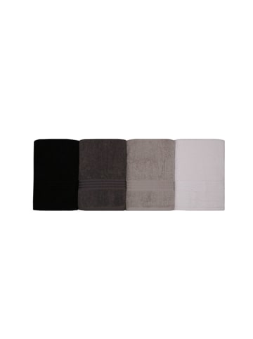 Colorful Cotton 4er-Set: Duschtücher "Rainbow" in Schwarz/ Grau/ Weiß