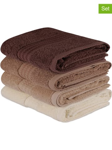 Elizabed Ręczniki prysznicowe (4 szt.) w kolorze kremowo-beżowo-brązowym