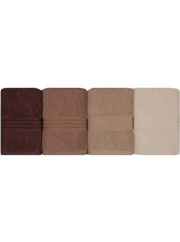 Elizabed 4-delige set: badhanddoeken crème/beige/bruin