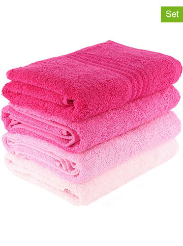 Elizabed Ręczniki prysznicowe (4 szt.) "Rainbow" w kolorze różowym