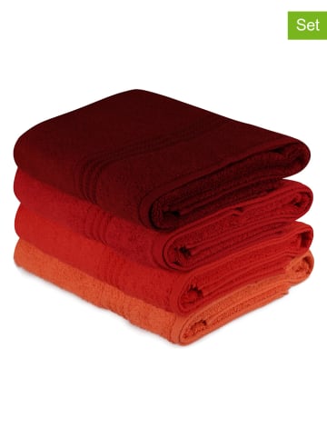 Colorful Cotton Ręczniki (4 szt.) w kolorze bordowym, czerwonym i pomarańczowym do rąk