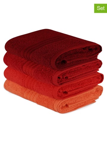 Elizabed 4-delige set: badhanddoeken "Rainbow" rood/oranje