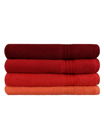 Colorful Cotton 4er-Set: Duschtücher "Rainbow" in Rot/ Orange