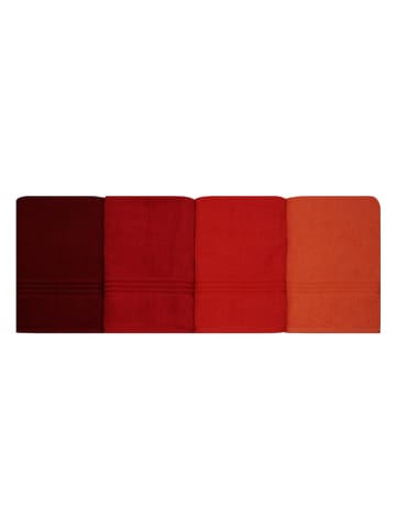 Colorful Cotton 4-delige set: handdoeken "Rainbow" bordeaux/rood/oranje