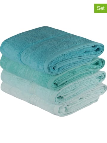 Colorful Cotton Ręczniki (4 szt.) "Rainbow" w kolorze błękitno-turkusowo-zielonym do rąk
