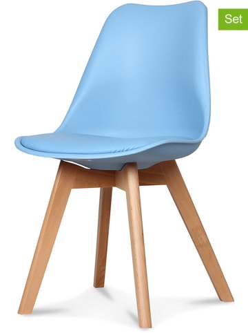 Deco Lorrie Krzesła (2 szt.)  "Scandinave" w kolorze błękitnym - 48 x 83 x 43 cm