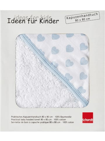 Schardt Badcape "Hartjes" wit/lichtblauw - (L)80 x (B)80 cm