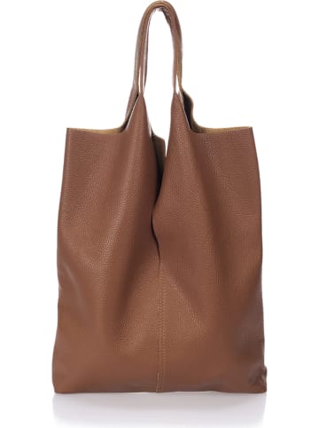 Giulia Massari Skórzany shopper bag w kolorze jasnobrązowym - 40 x 37 x 7 cm