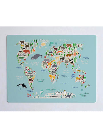 The Wild Hug Podkładka "Mapamundi" w kolorze niebieskim ze wzorem na biurko - 55 x 35 cm