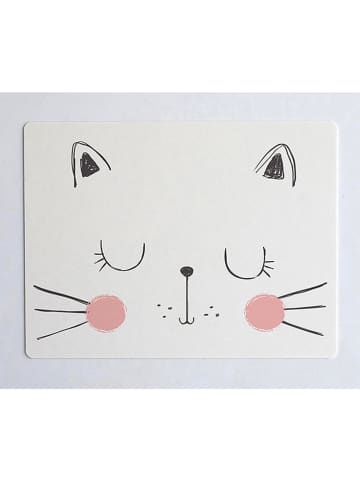 Folkifreckles Schreibtischunterlage "Cat" in Weiß/ Schwarz - (L)55 x (B)35 cm