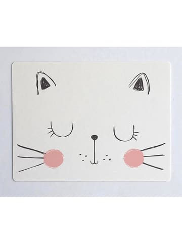 The Wild Hug Schreibtischunterlage "Cat" in Weiß/ Schwarz - (L)55 x (B)35 cm