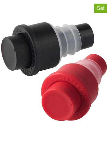 Fackelmann Próżniowe zakrętki (2 szt.) w kolorze czarnym i czerwonym do wina