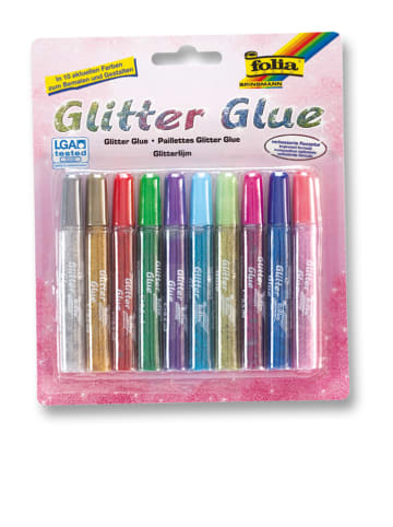 folia PAPER Glitterlijmstiften meerkleurig - 10x 9,5 ml