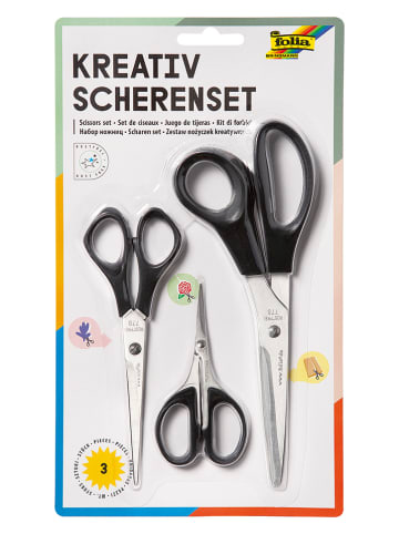 folia PAPER Bastelscheren in Schwarz - 3 Stück