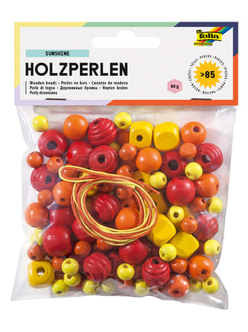 Folia Houten kralen rood/geel/oranje - 60 g