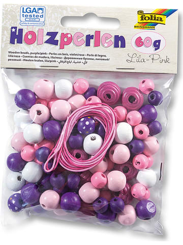 Folia Houten kralen paars/roze - 60 g