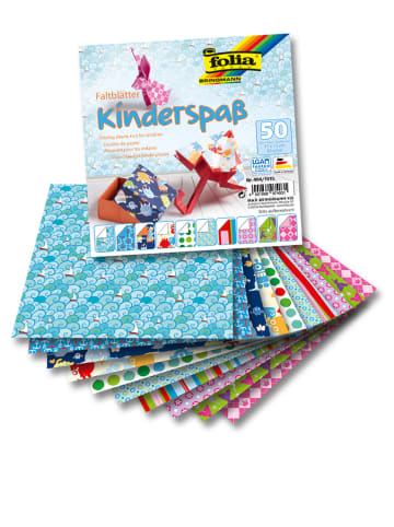 folia PAPER Faltblätter "Kinderspaß" in Bunt - 50 Blatt - (L)15 x (B)15 cm