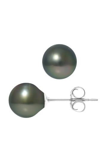 Pearline Kolczyki-wkrętki w kolorze granatowo-srebrnym z perłami
