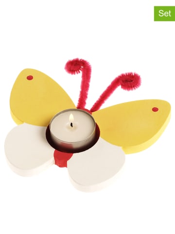 SUNNYSUE 3er-Set: Teelichthalter "Schmetterling" in Natur