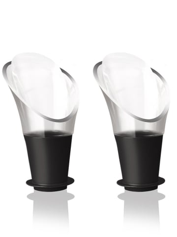Vacu Vin 2er-Set: Weinausgießer ''Crystal'' in Schwarz - (L)5,8 cm