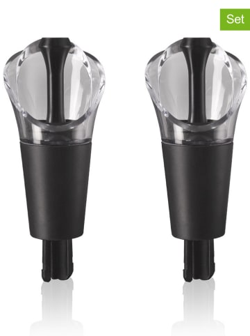 Vacu Vin 2er-Set: Weinausgießer in Schwarz - (L)7,2 cm