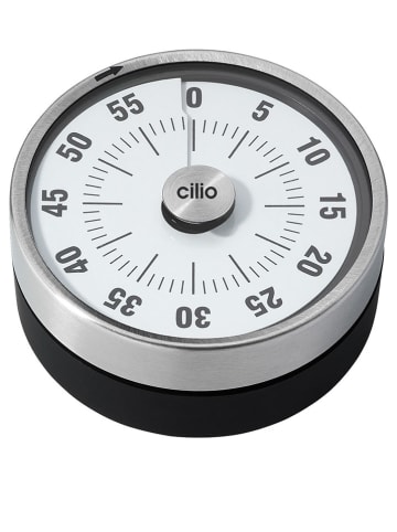 Cilio Timer "Pure" in Silber/ Schwarz - Ø 8 cm
