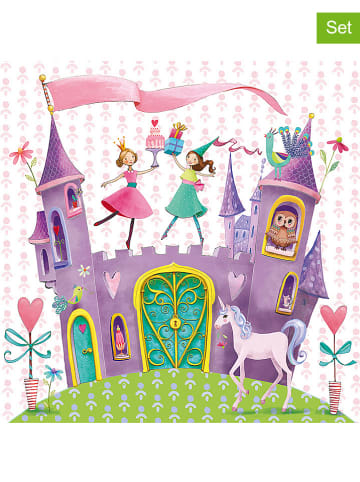 ppd 2-delige set: servetten "Princess Castle" roze/meerkleurig - 2x 20 stuks