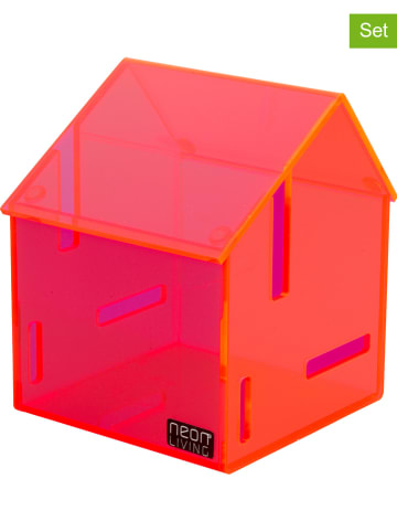 Neon Living Pudełko "Home of Marie" w kolorze różowym - 9,5 x 12 x 9,5 cm