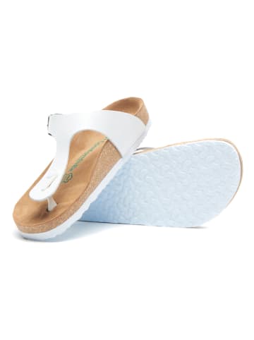 Comfortfusse Leren teenslippers wit