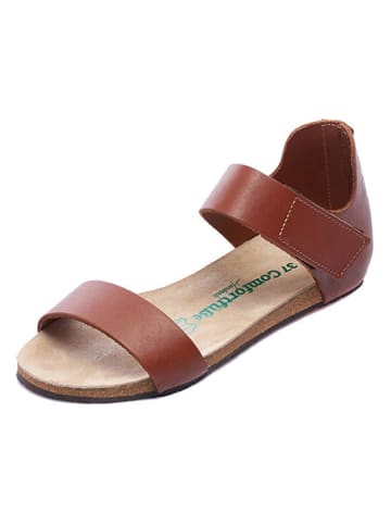 Comfortfusse Leder-Sandalen in Hellbraun