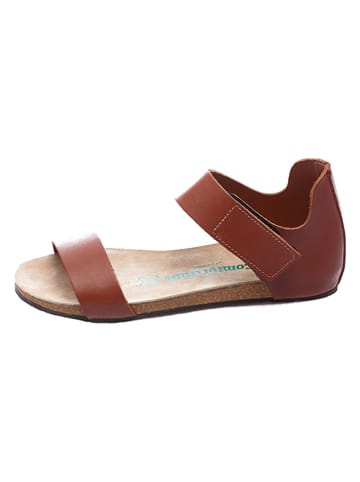 Comfortfusse Leder-Sandalen in Hellbraun