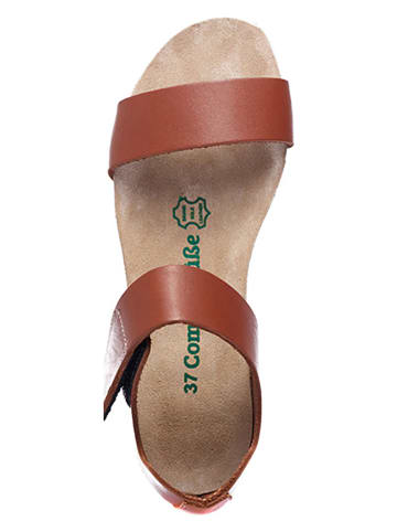Comfortfusse Leder-Sandalen in Hellbraun