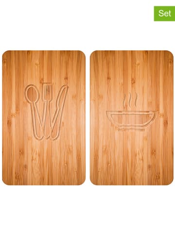 Wenko 2-delige set: fornuisafdekplaten lichtbruin - (L)30 x (B)52 cm
