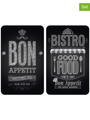 Wenko 2er-Set: Herdabdeckplatten "Bon Appetit" in Schwarz - (L)30 x (B)52 cm