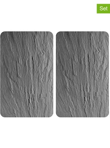 Wenko 2er-Set: Herdabdeckplatten "Schiefer" in Dunkelgrau - (L)30 x (B)52 cm