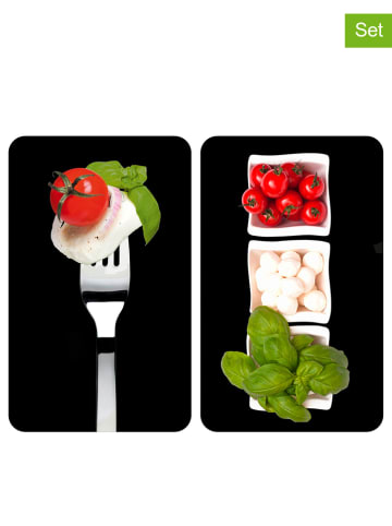 Wenko 2er-Set: Herdabdeckplatten "Caprese" in Schwarz - (L)30 x (B)52 cm
