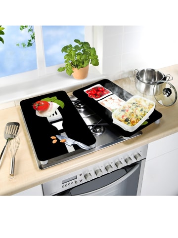 Wenko 2er-Set: Herdabdeckplatten "Caprese" in Schwarz - (L)30 x (B)52 cm