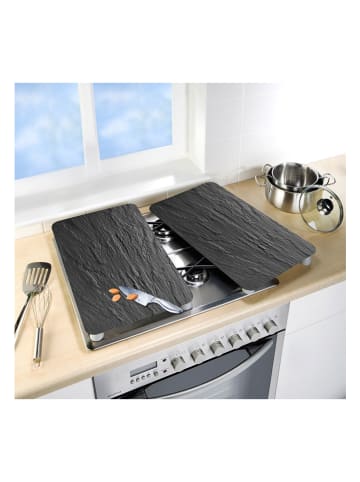 Wenko 2er-Set: Herdabdeckplatten in Schwarz - (L)30 x (B)52 cm