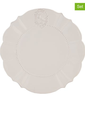 Clayre & Eef 6er-Set: Speiseteller in Weiß - Ø 27 cm