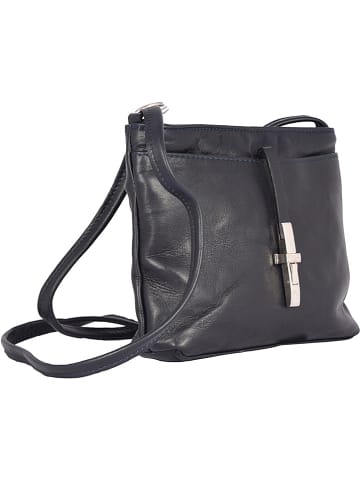 Florence Bags Leder-Umhängetasche "New Sport" in Dunkelblau - (B)20 x (H)18 x (T)5 cm