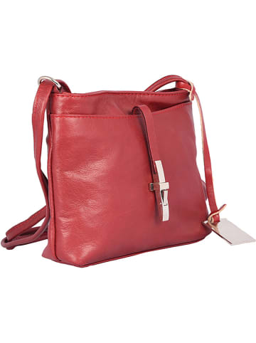 Florence Bags Skórzana torebka "New Sport" w kolorze czerwonym - 20 x 18 x 5 cm