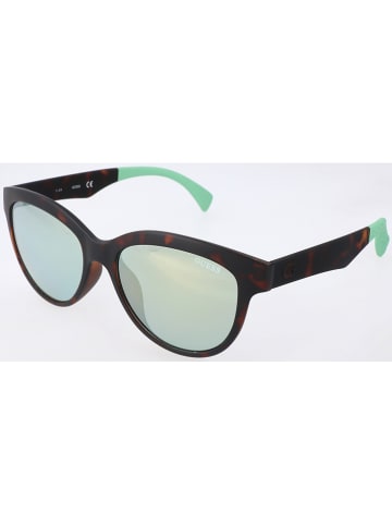 Guess Damen-Sonnenbrille in Dunkelbraun/ Türkis