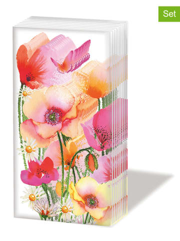 ppd 6-delige set: zakdoeken "Aquarell poppies" meerkleurig - 6x 10 stuks