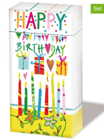 Ppd 6-delige set: zakdoeken "Happy Birthday" meerkleurig - 6x 10 stuks