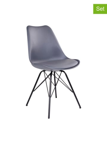House Nordic 2-delige set: stoelen grijs - (B)55 x (H)86 x (D)48 cm