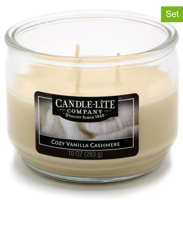CANDLE-LITE 2-delige set: geurkaarsen "Cozy Vanilla Cashmere" wit - 2x 283 g