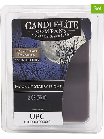 CANDLE-LITE 2-delige set: geurwas "Moonlight Starry Night" grijs - 2x 56 g