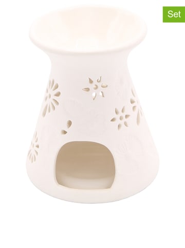 Candle Brothers 2er-Set: Duftlampen "Riet" in Weiß - (H)10,5 x Ø 10 cm